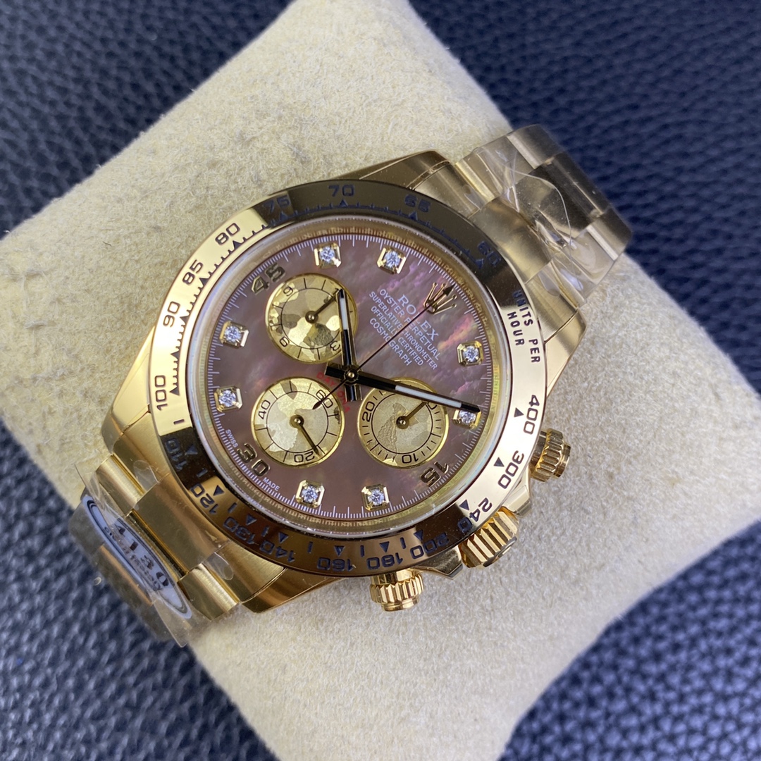 Rolex Daytona 116508 Yellow Gold Black Mother Of Pearl Dial 40MM Mens Replica Watch