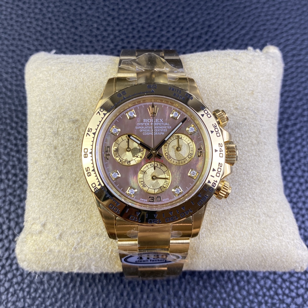 Rolex Daytona 116508 Yellow Gold Black Mother Of Pearl Dial 40MM Mens Replica Watch