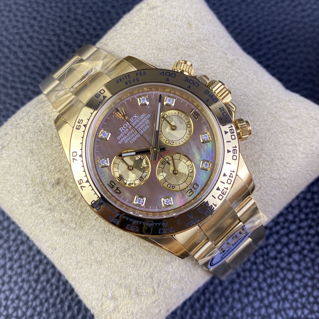 Rolex Daytona 116508 Yellow Gold Black Mother Of Pearl Dial 40MM Mens Replica Watch