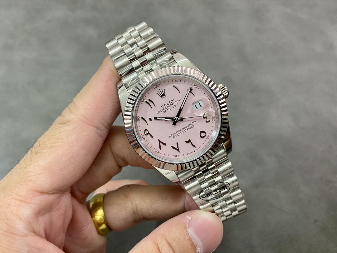 Rolex Datejust Middle Eastern Digital Pink Dial Fluted Bezel M126234