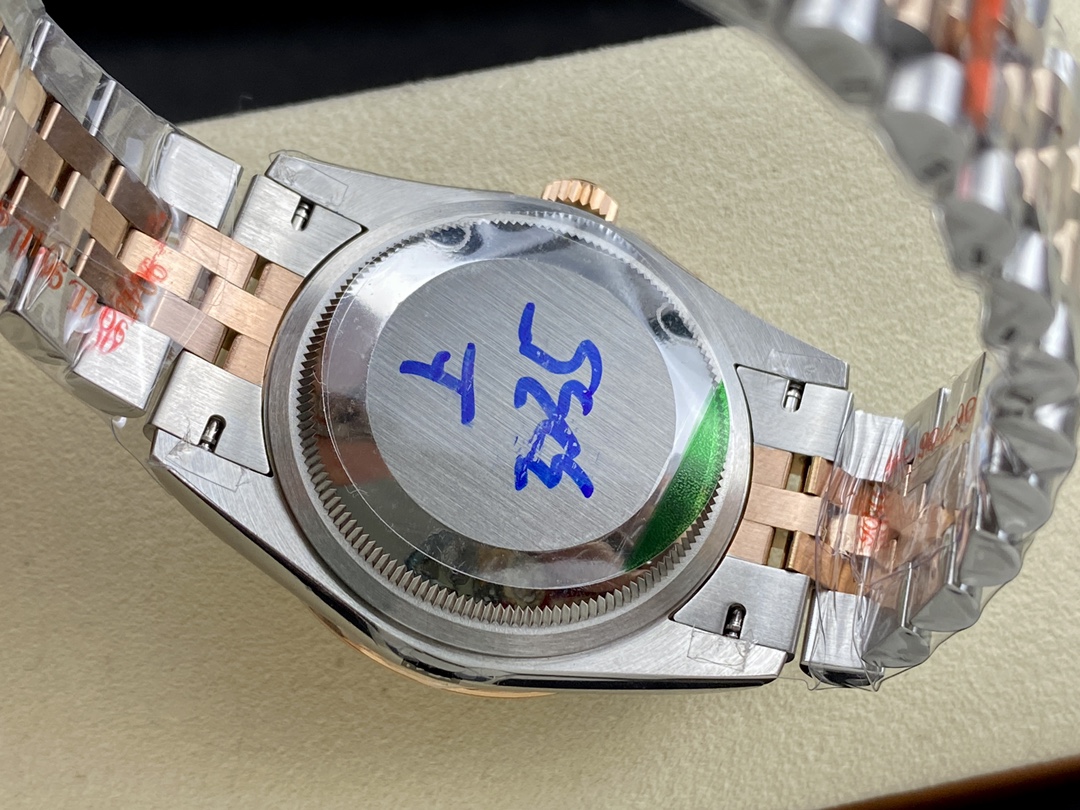 Rolex Datejust 36 Steel & Everose Gold Silver Fluted-Motif Dial Diamond Bezel M126281RBR 0021 Women's Watch