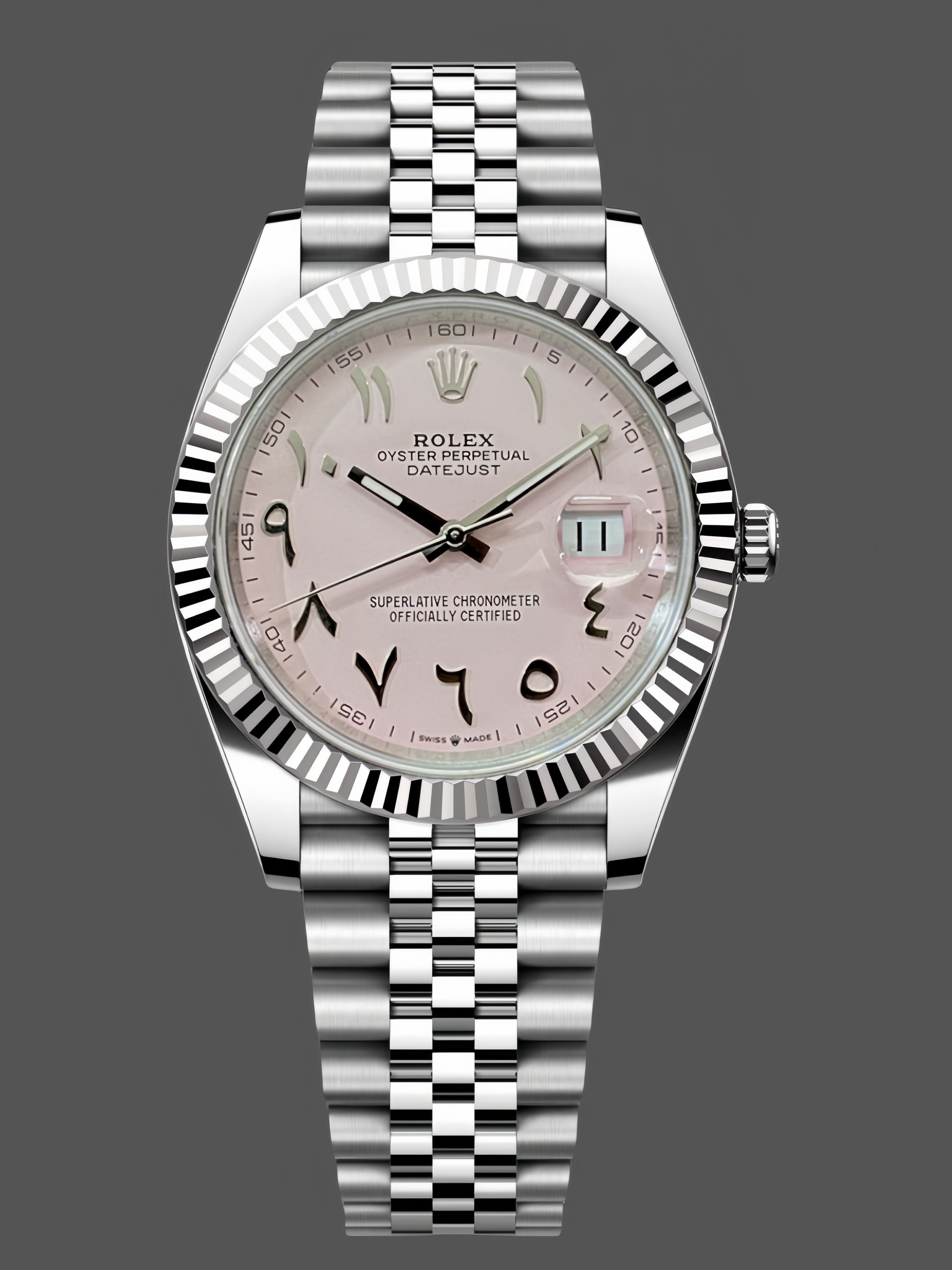 Rolex Datejust Middle Eastern Digital Pink Dial Fluted Bezel M126234