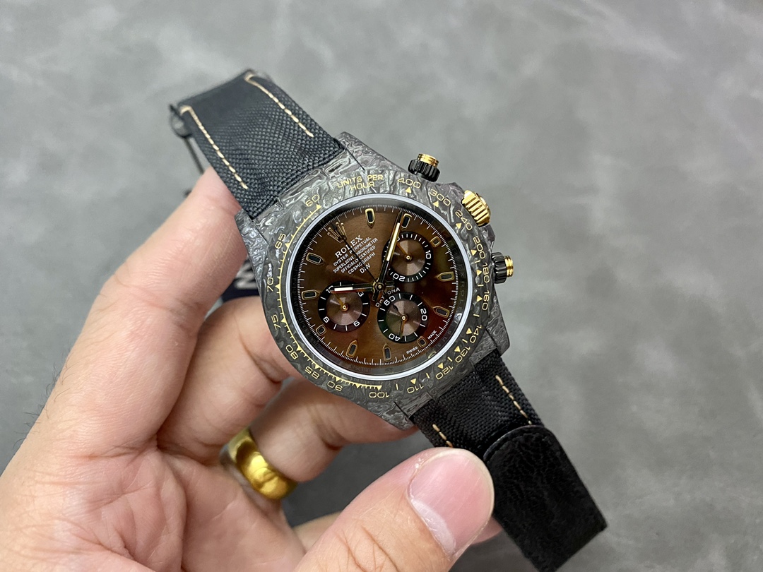 Rolex Daytona 40mm DIW Carbon Case Chocolate Dial Nylon Strap Mens Watch