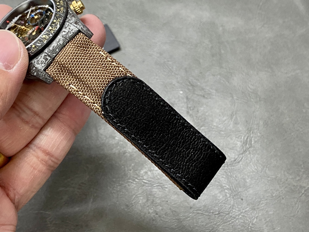 Rolex Daytona Cosmograph DIW Carbon Case Skeleton Dial Brwon Nylon Strap