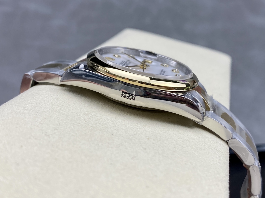 Rolex Datejust 36 Steel & Yellow Gold Mother of Pearl Diamond Dial M126203 0024 Women's Watch