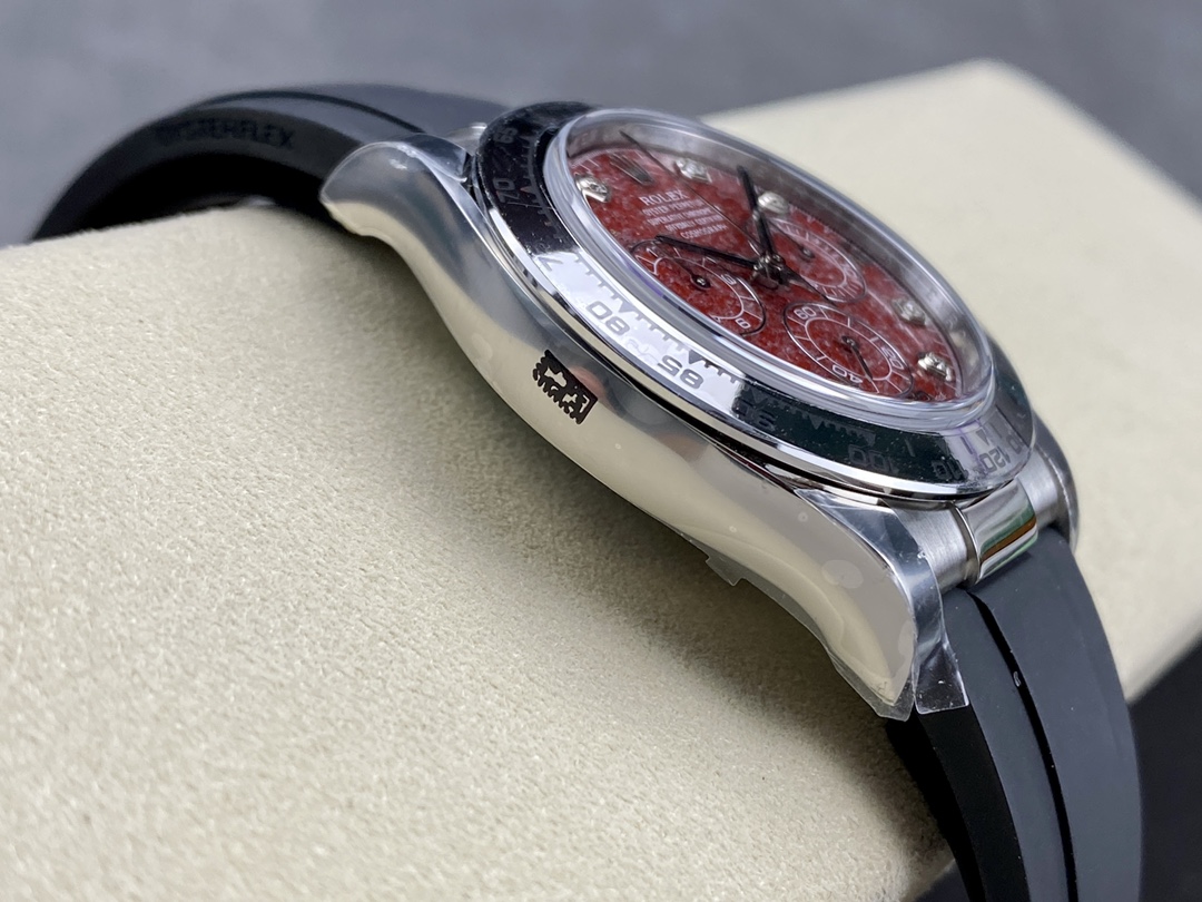 Rolex Cosmograph Daytona 40MM White Gold Rare Rubellite Dial 116509 Rubber Strap