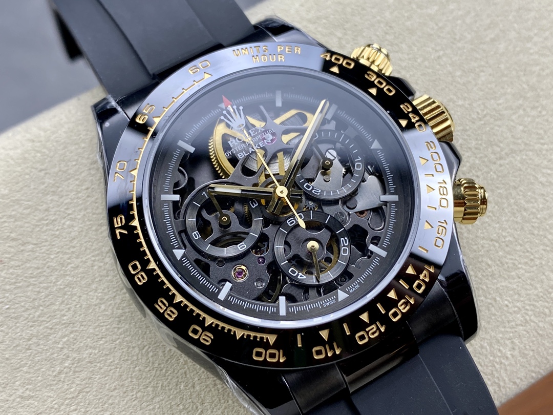 Rolex Daytona Blaken Black 1:1 Mirror Skeleton Dial 40mm Men's Watch