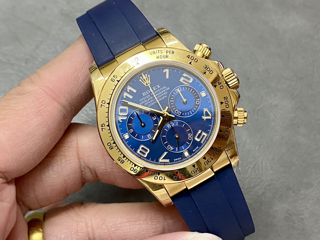 Rolex Cosmograph Daytona Yellow Gold Case Blue Dial 116518 Men's Watch