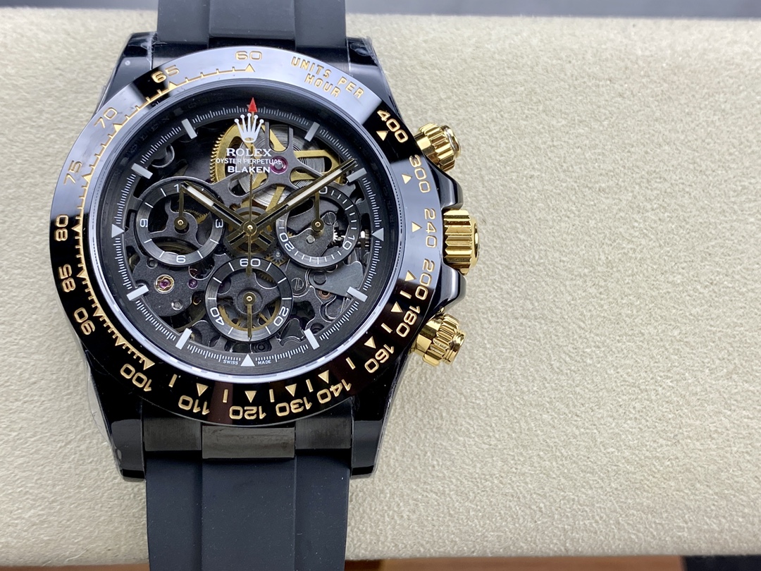Rolex Daytona Blaken Black 1:1 Mirror Skeleton Dial 40mm Men's Watch