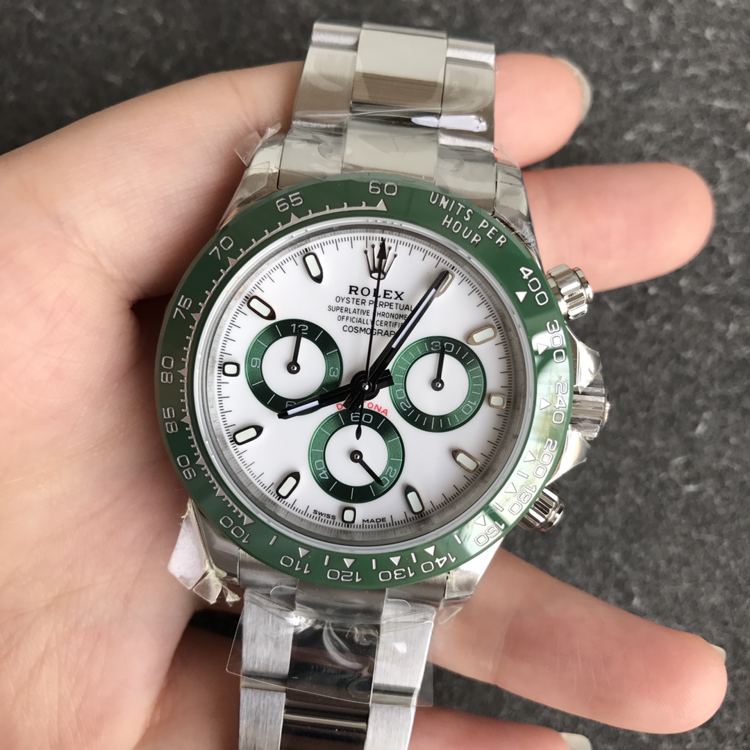 Rolex Daytona Oyster Perpetual 116500LV Green Ceramic Bezel White Dial