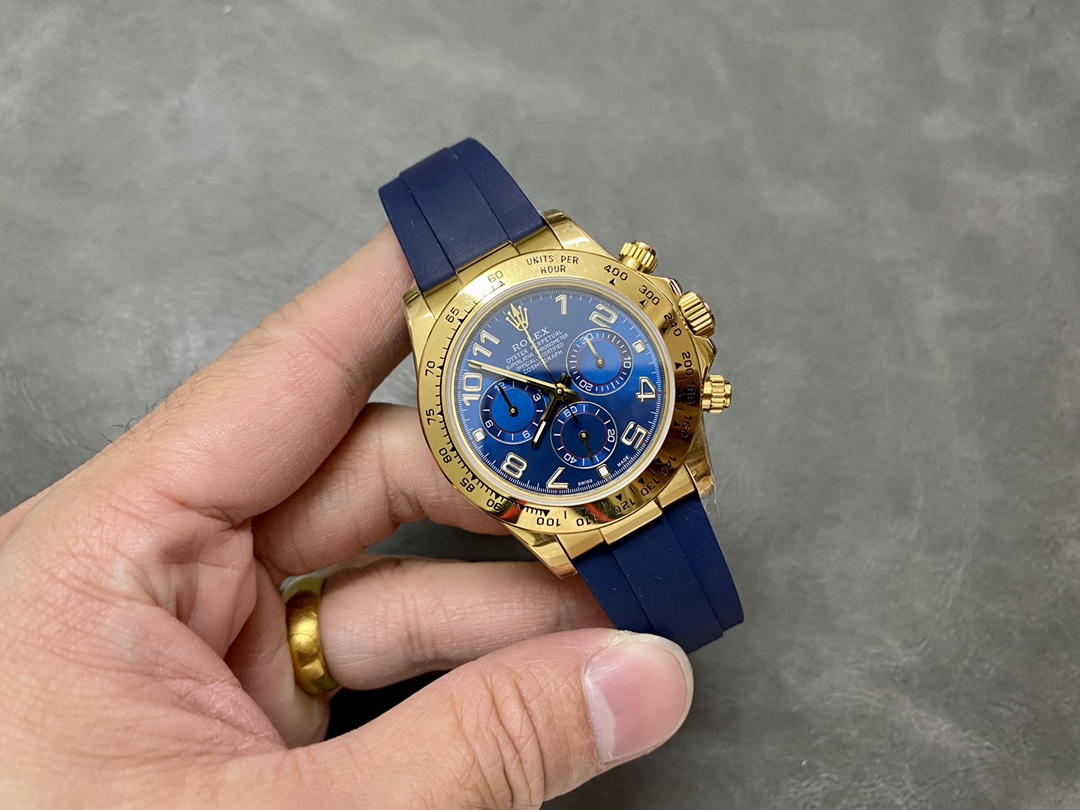 Rolex Cosmograph Daytona Yellow Gold Case Blue Dial 116518 Men's Watch