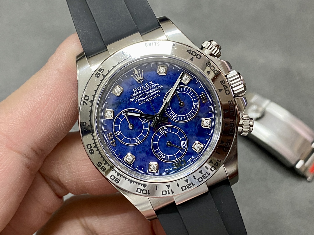 Rolex Daytona 116519 White Gold Blue Garnet Disc Diamond Marking Men's Watch