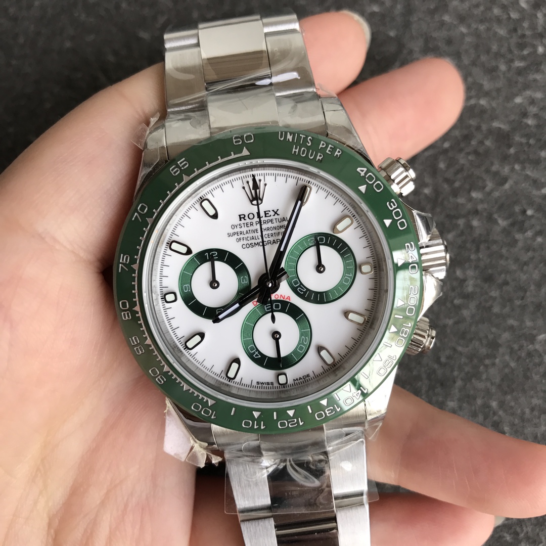 Rolex Daytona Oyster Perpetual 116500LV Green Ceramic Bezel White Dial