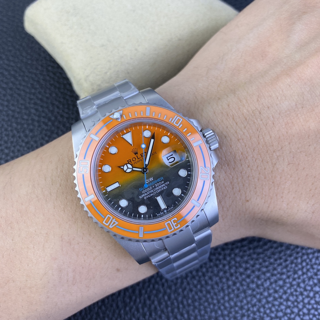 Rolex Submariner DIW Persimmon Orange Black Dial Ceramic Orange Bezel