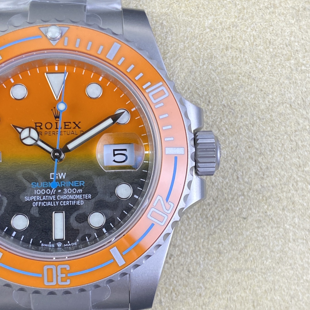 Rolex Submariner DIW Persimmon Orange Black Dial Ceramic Orange Bezel