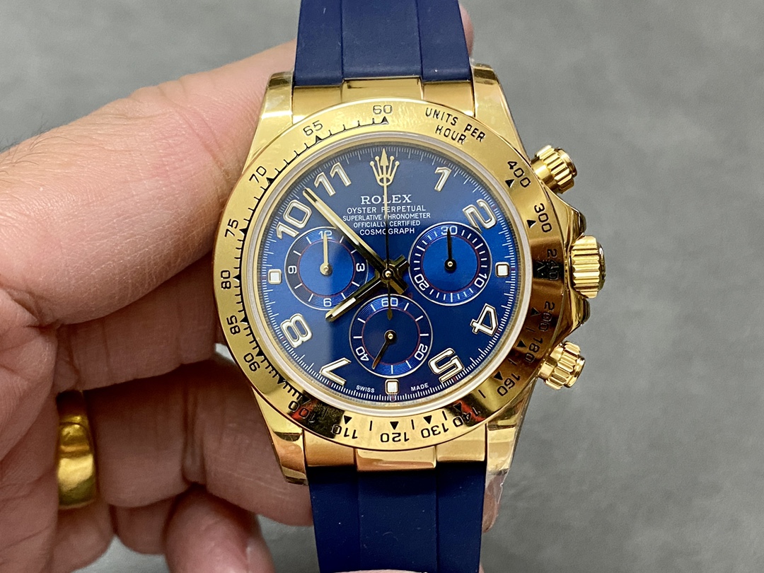 Rolex Cosmograph Daytona Yellow Gold Case Blue Dial 116518 Men's Watch