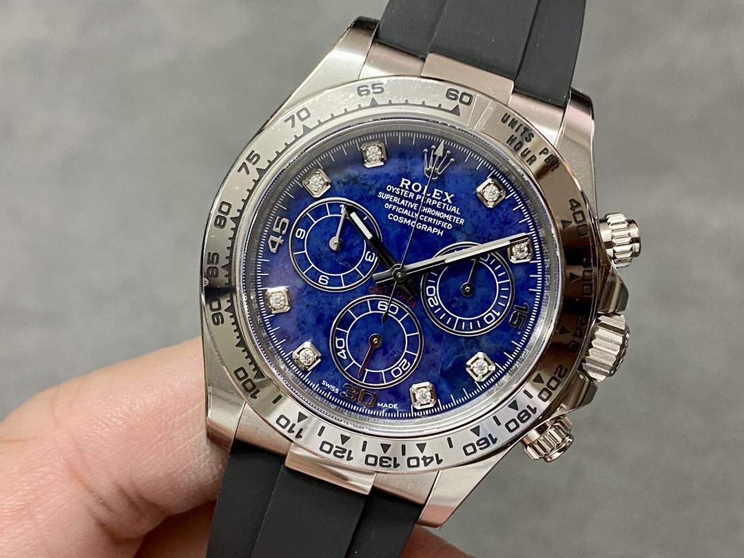 Rolex Daytona 116519 White Gold Blue Garnet Disc Diamond Marking Men's Watch