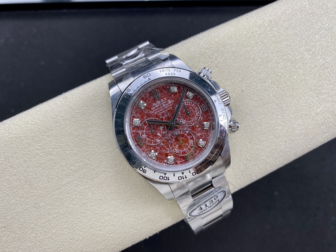 Rolex Cosmograph Daytona 40MM White Gold Rare Rubellite Dial 116509 Men's Watch