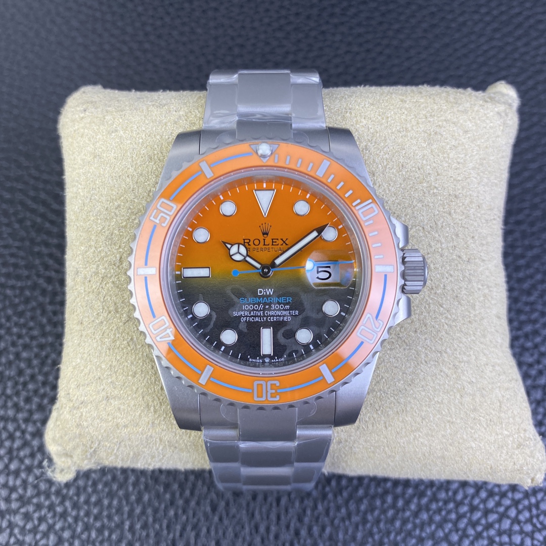 Rolex Submariner DIW Persimmon Orange Black Dial Ceramic Orange Bezel