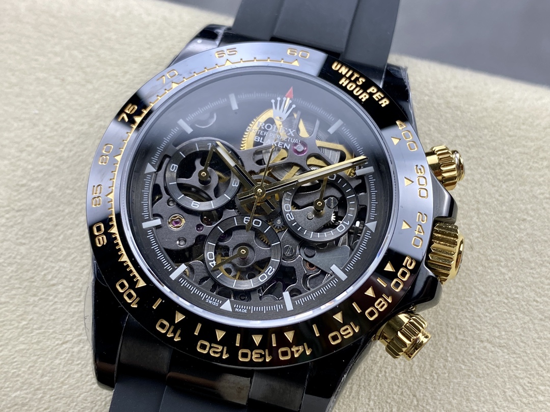 Rolex Daytona Blaken Black 1:1 Mirror Skeleton Dial 40mm Men's Watch