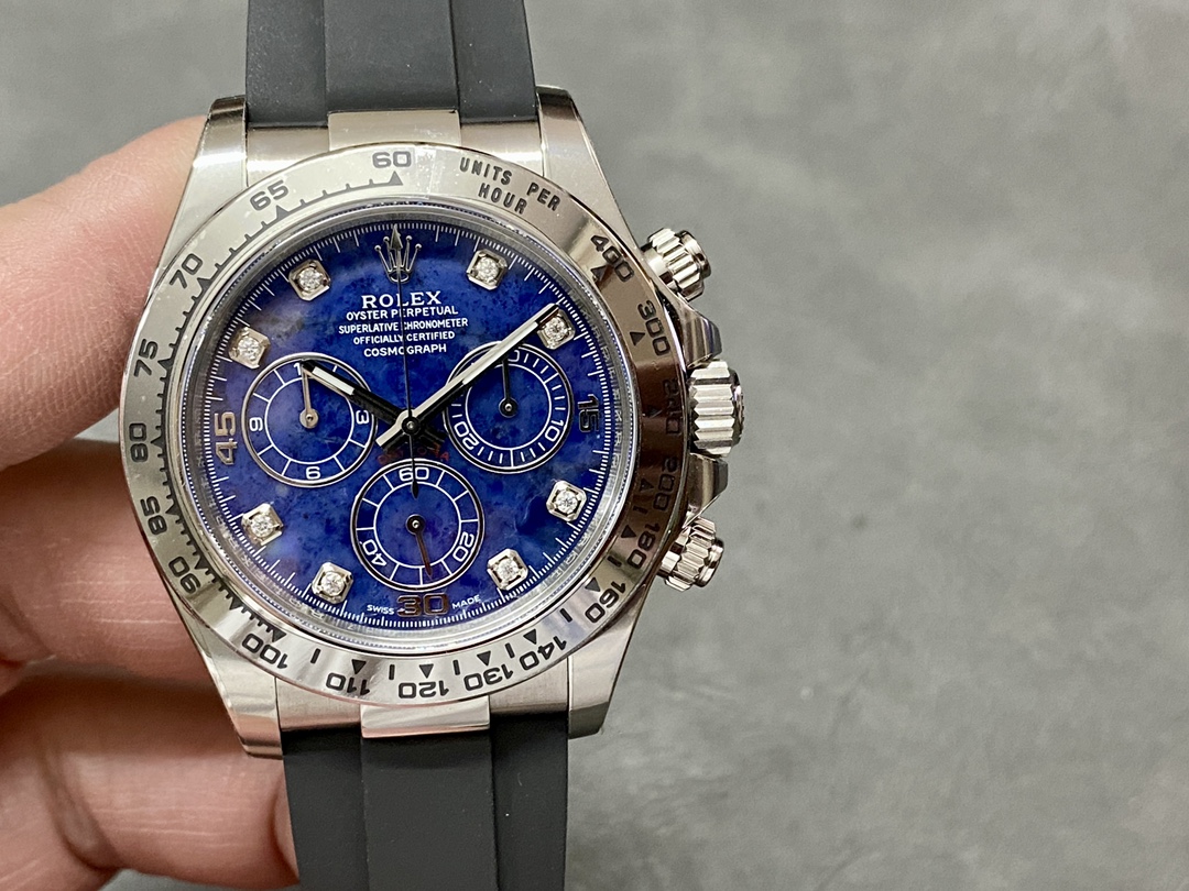 Rolex Daytona 116519 White Gold Blue Garnet Disc Diamond Marking Men's Watch