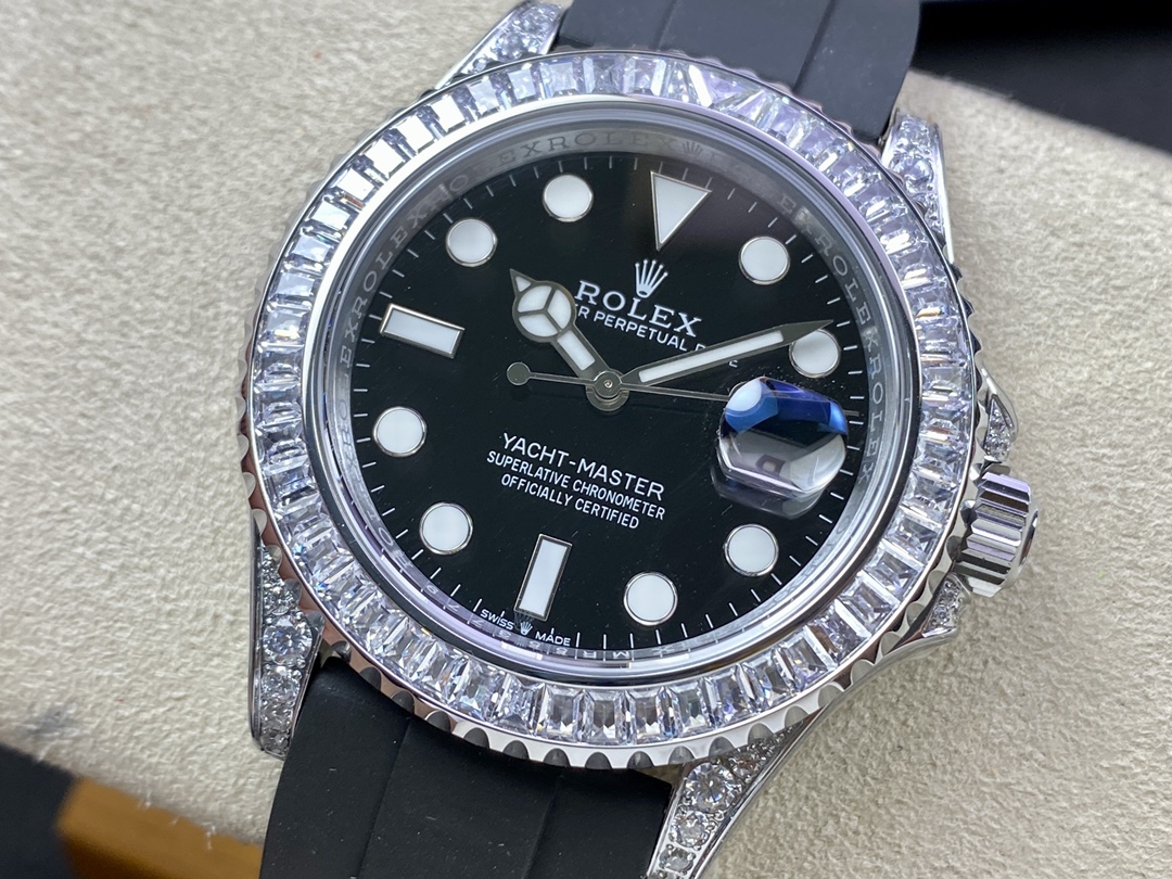 Rolex Yacht Master White Gold 42mm 226679TBR Bagutte bezel Black Dial