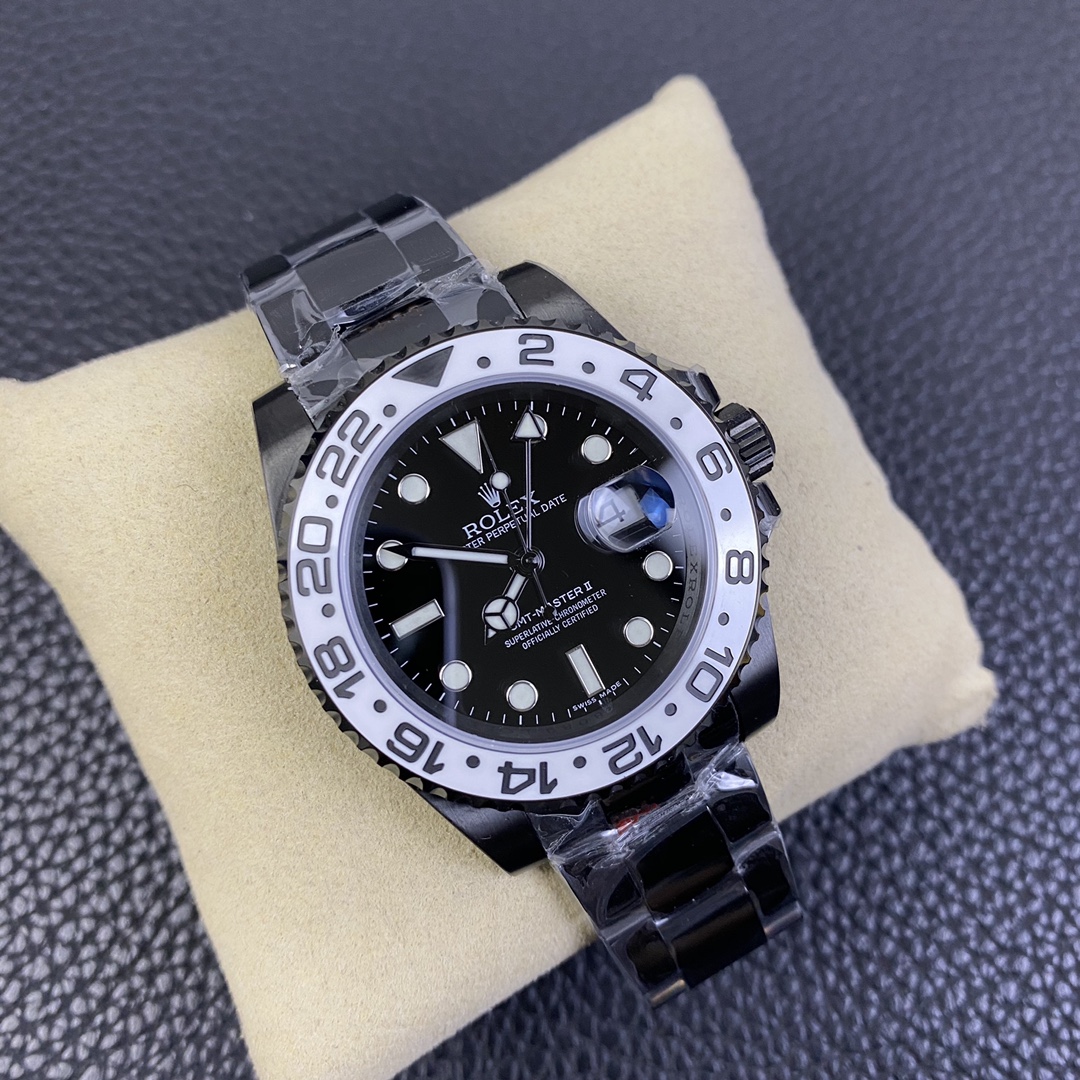Rolex GMT Master II Black PVD/DLC Coated Black Dial Stainless Steel 16710 Men's Watch