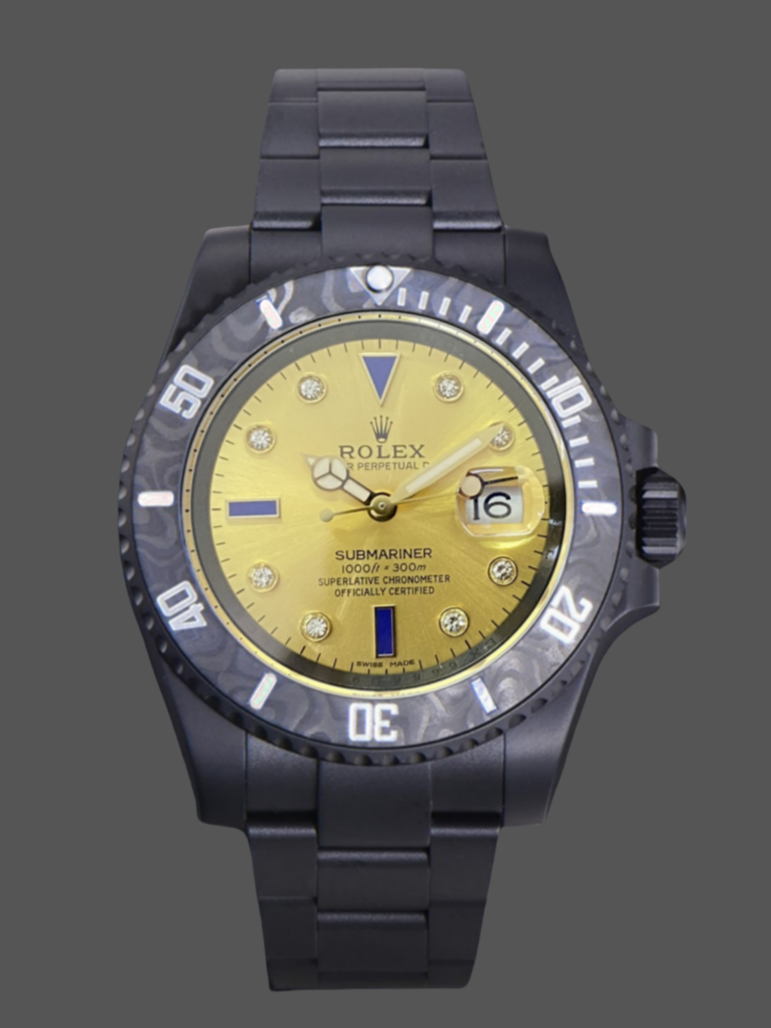 Rolex Submariner Diw 116610 PVD-DLC Stainless Steel Carbon Fiber Bezel Champagne Dial