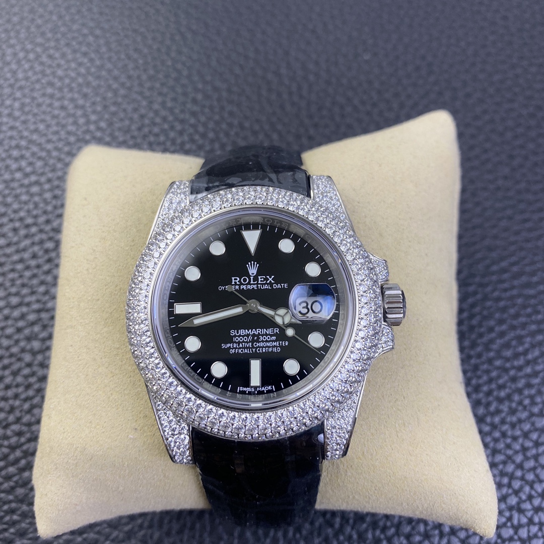 Rolex Submariner Diamond Case Black Dial 116610 40MM Men's Watch