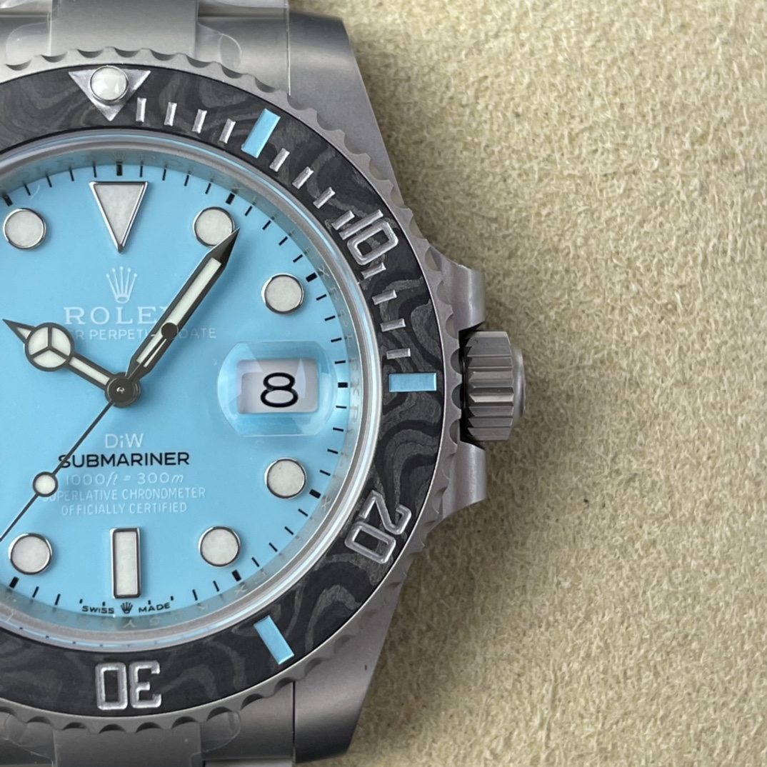 Rolex Submariner Sandblasted DIWF Edition Carbon Bezel Tiffany Ice Blue Dial