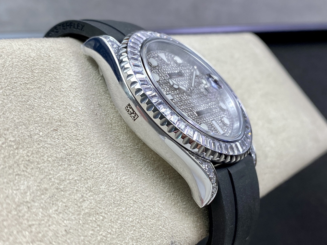 Rolex Yacht Master 226679TBR White Gold 42mm Baguette Diamond Watch