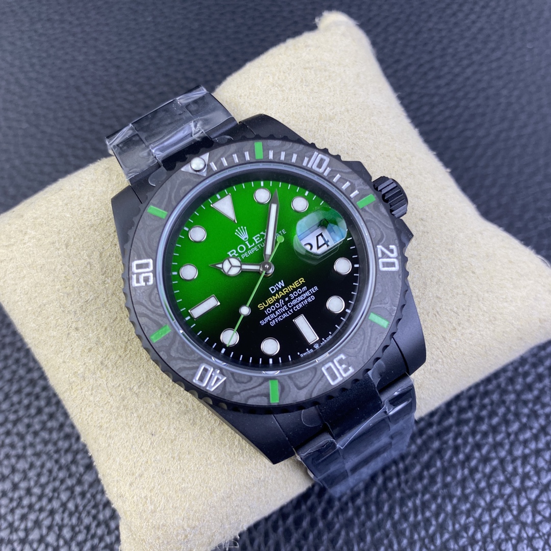 Rolex Submariner 116610LV PVD-DLC Stainless Steel Carbon Fiber Bezel Green Dial
