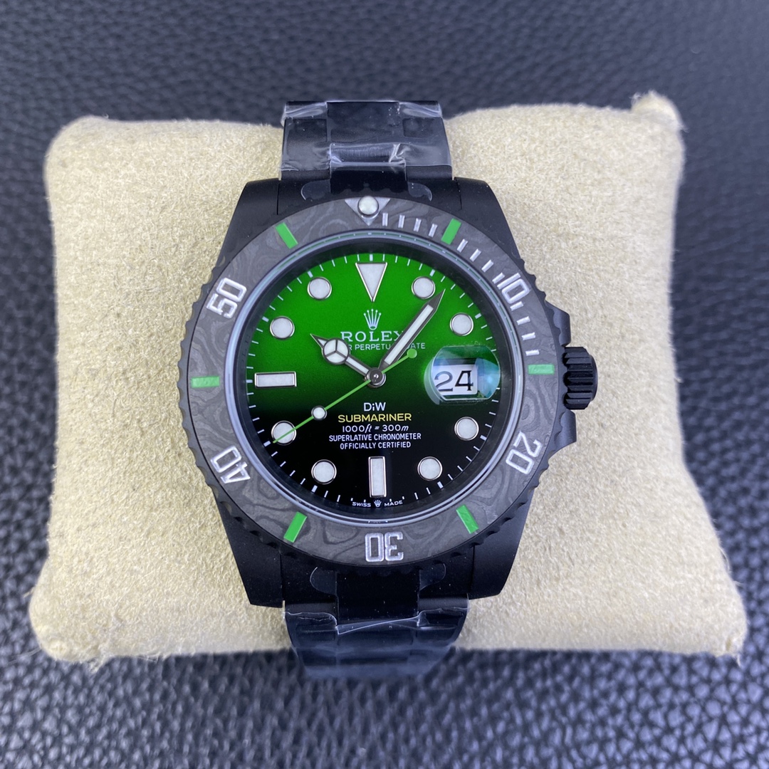 Rolex Submariner 116610LV PVD-DLC Stainless Steel Carbon Fiber Bezel Green Dial
