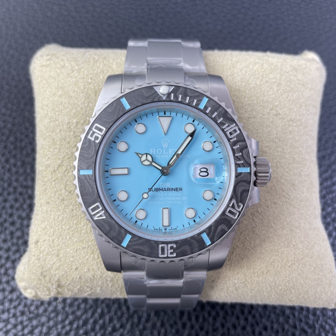Rolex Submariner Sandblasted DIWF Edition Carbon Bezel Tiffany Ice Blue Dial