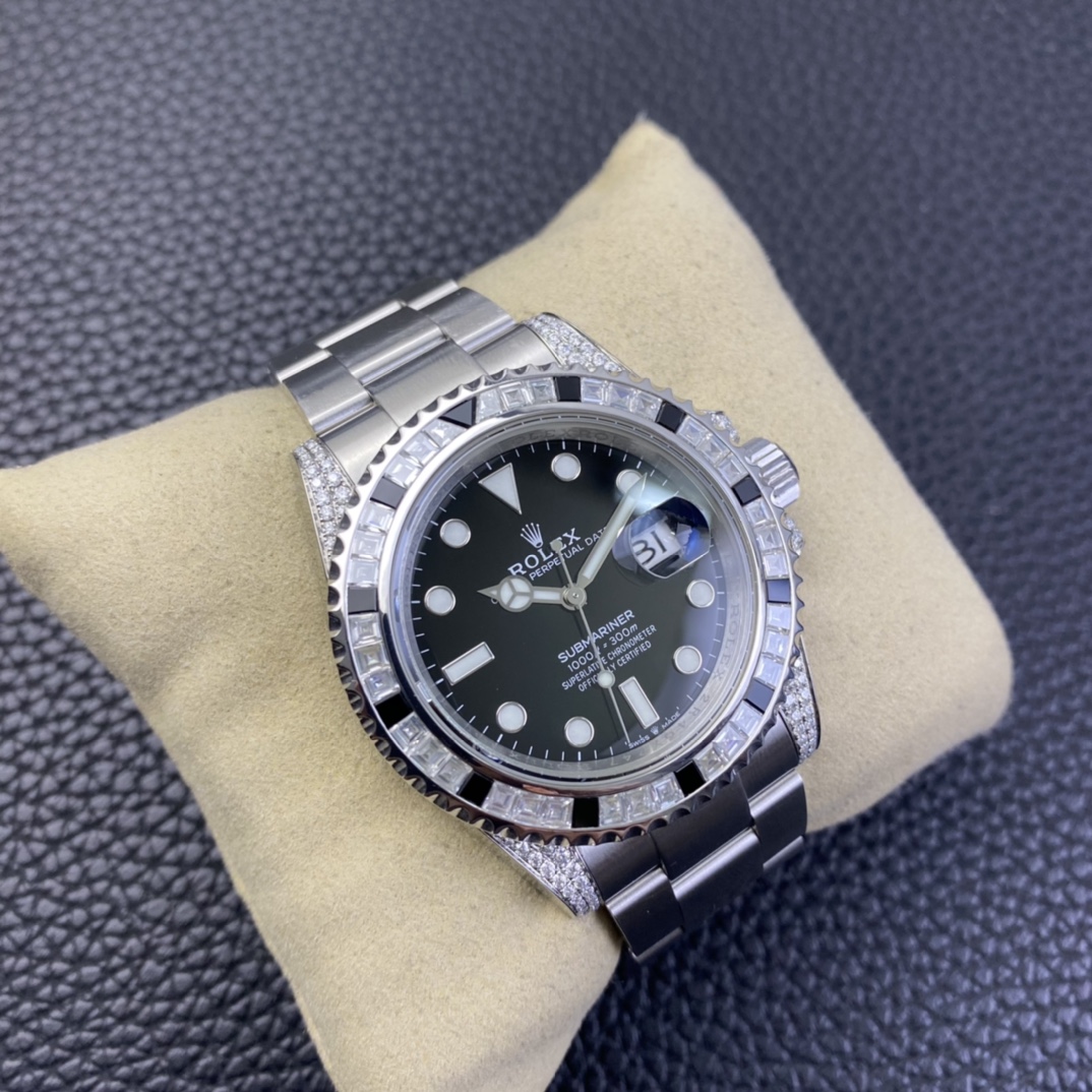 Rolex Submariner 116610 Black Dial Diamond Case 40MM Men's Watch