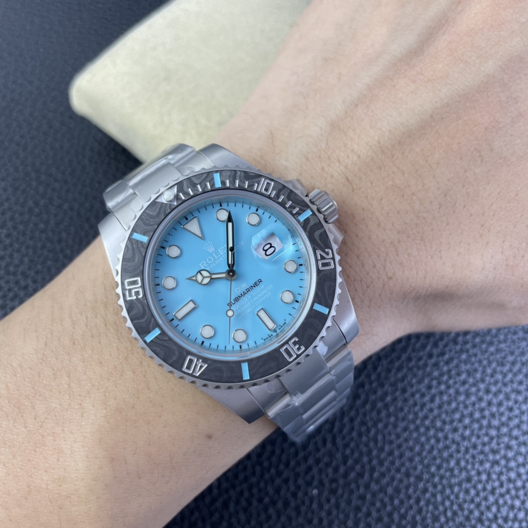 Rolex Submariner Sandblasted DIWF Edition Carbon Bezel Tiffany Ice Blue Dial