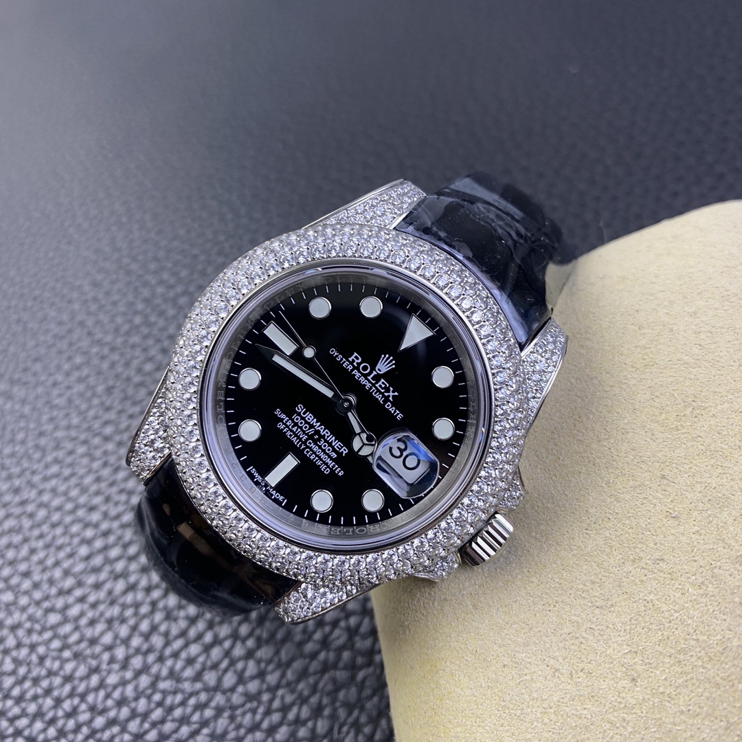 Rolex Submariner Diamond Case Black Dial 116610 40MM Men's Watch