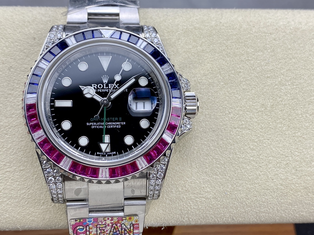Rolex GMT Master II 126710BLRO Black Dial Diamond Case 40MM Men's Watch