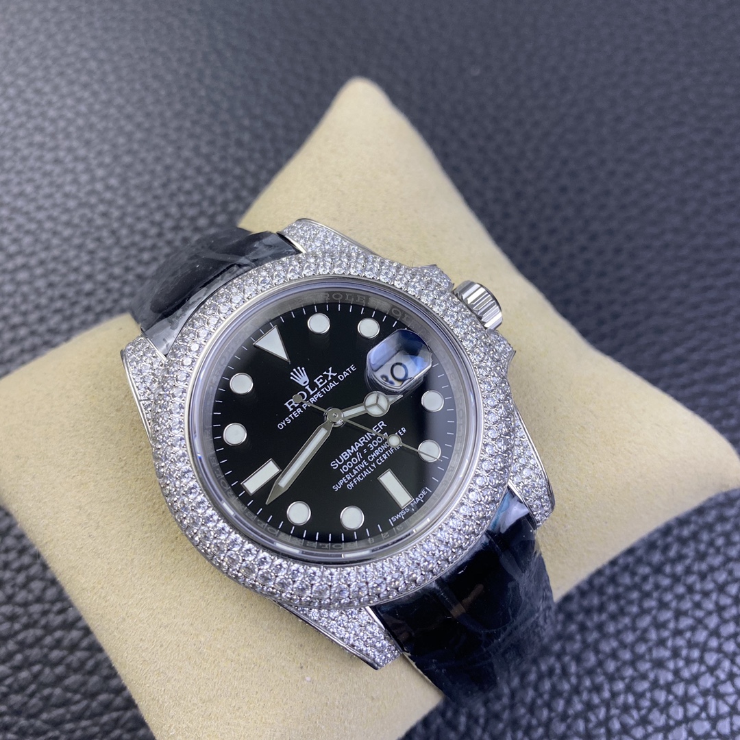 Rolex Submariner Diamond Case Black Dial 116610 40MM Men's Watch