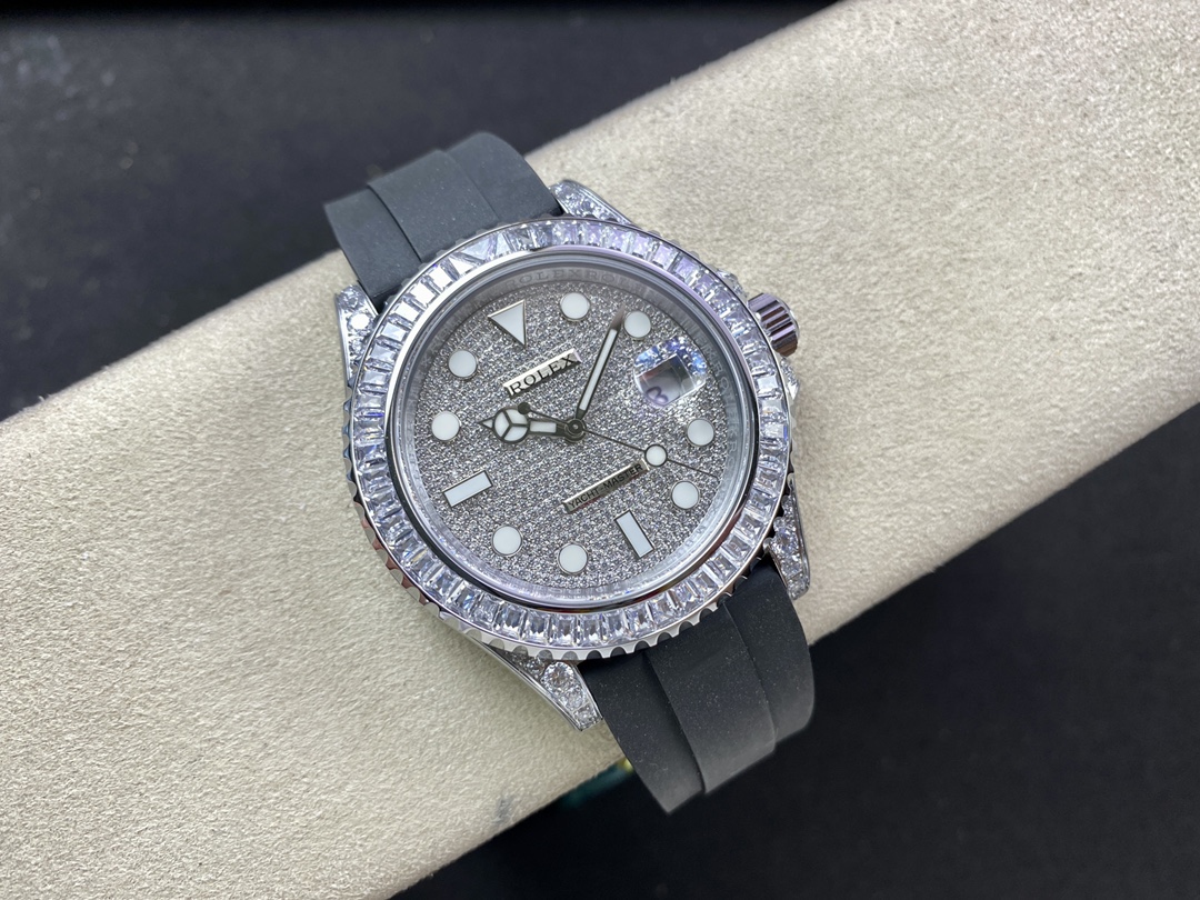 Rolex Yacht Master 226679TBR White Gold 42mm Baguette Diamond Watch