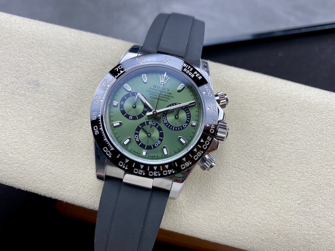 Rolex Daytona Platinum Green Dial Ceramic Bezel 126506 40mm Rubber Strap