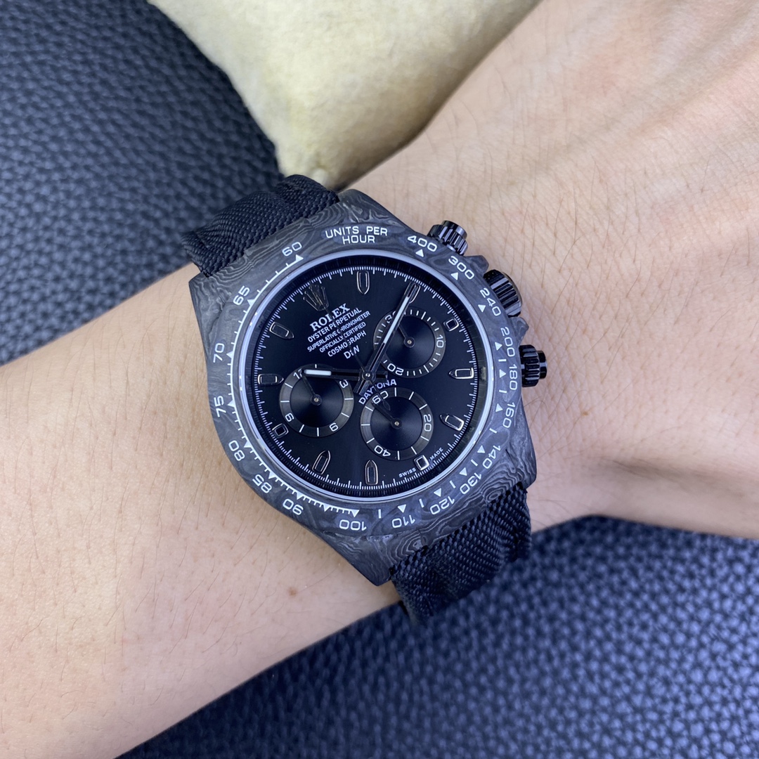Rolex Daytona DIW Black Carbon Case Black Dial Nylon Strap 40mm Limited Edition