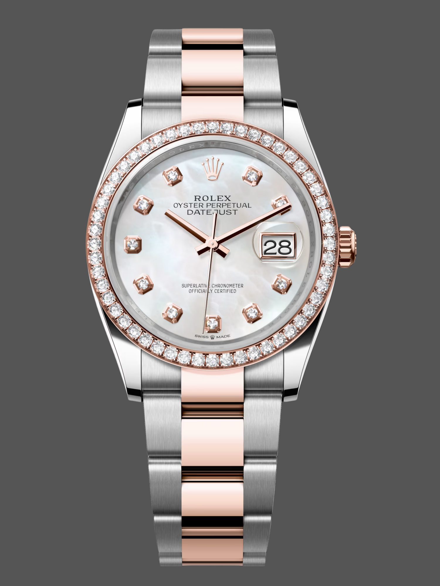Rolex Datejust Mother of Pearl Diamond Dial Diamond Bezel 36mm m126281rbr 0010 Women's Watch