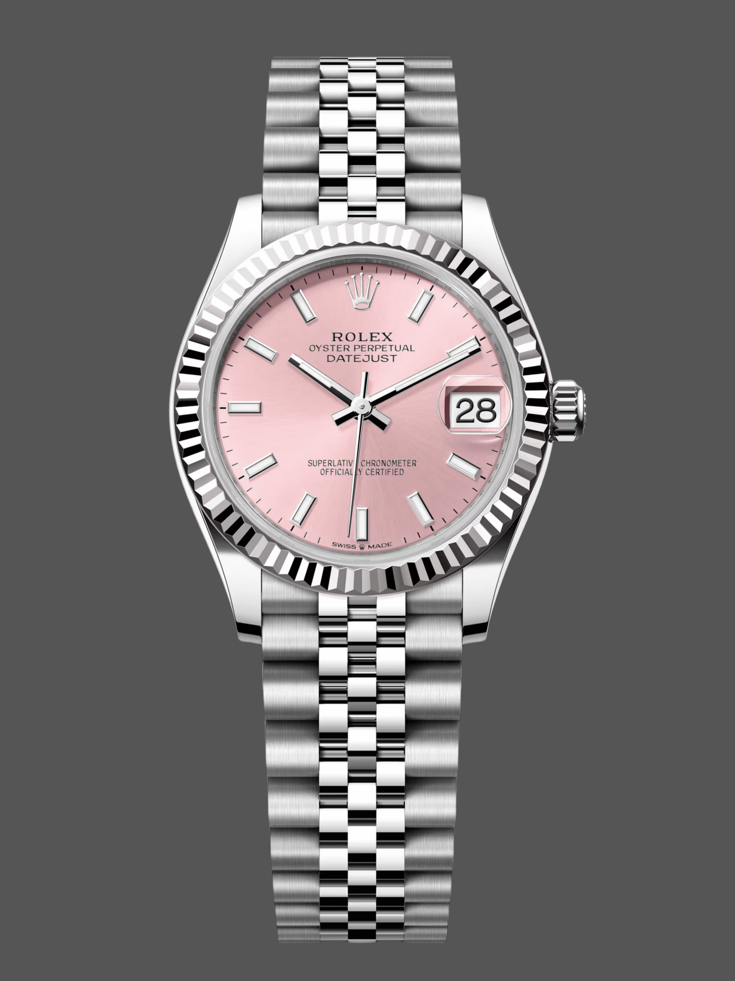 Rolex Datejust 31 Stainless Steel and White Gold Pink Dial M278274 0014 Women's Watch