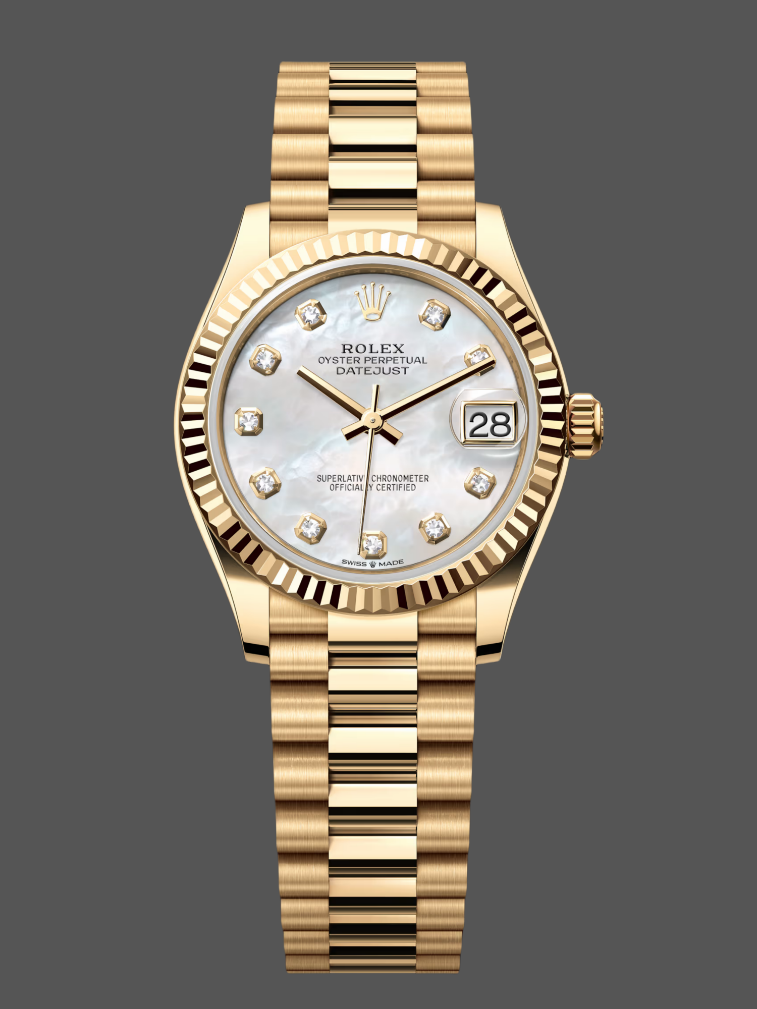 Rolex Datejust 31 Yellow Gold Mother-of-Pearl Diamond Dial M278278-0010 Women's Watch