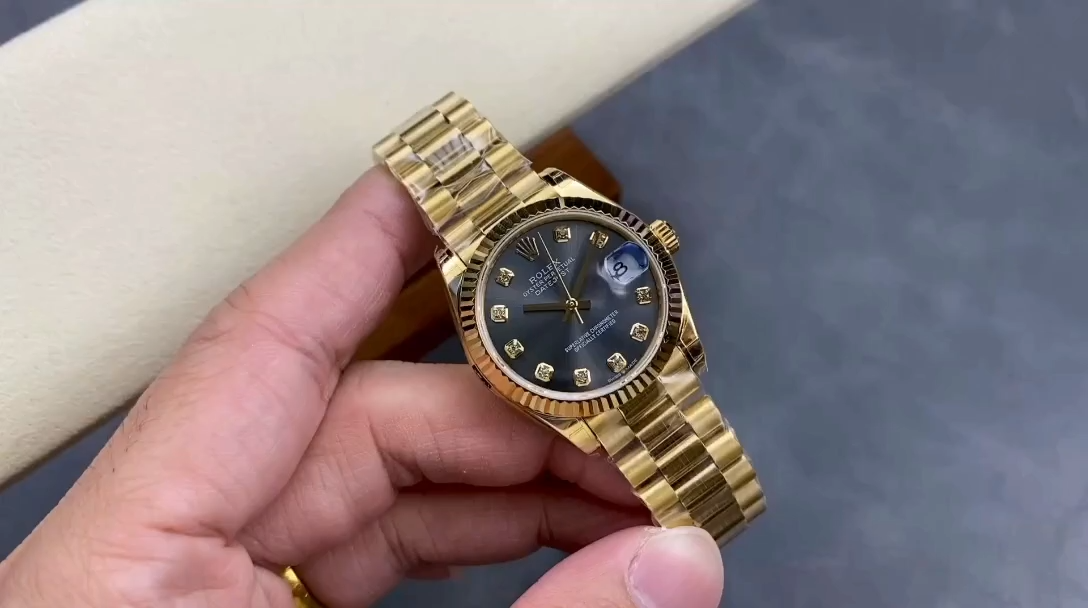 Rolex Datejust 31 Automatic 18k Yellow Gold Diamond Grey Dial m278278 0036 Ladies Watch