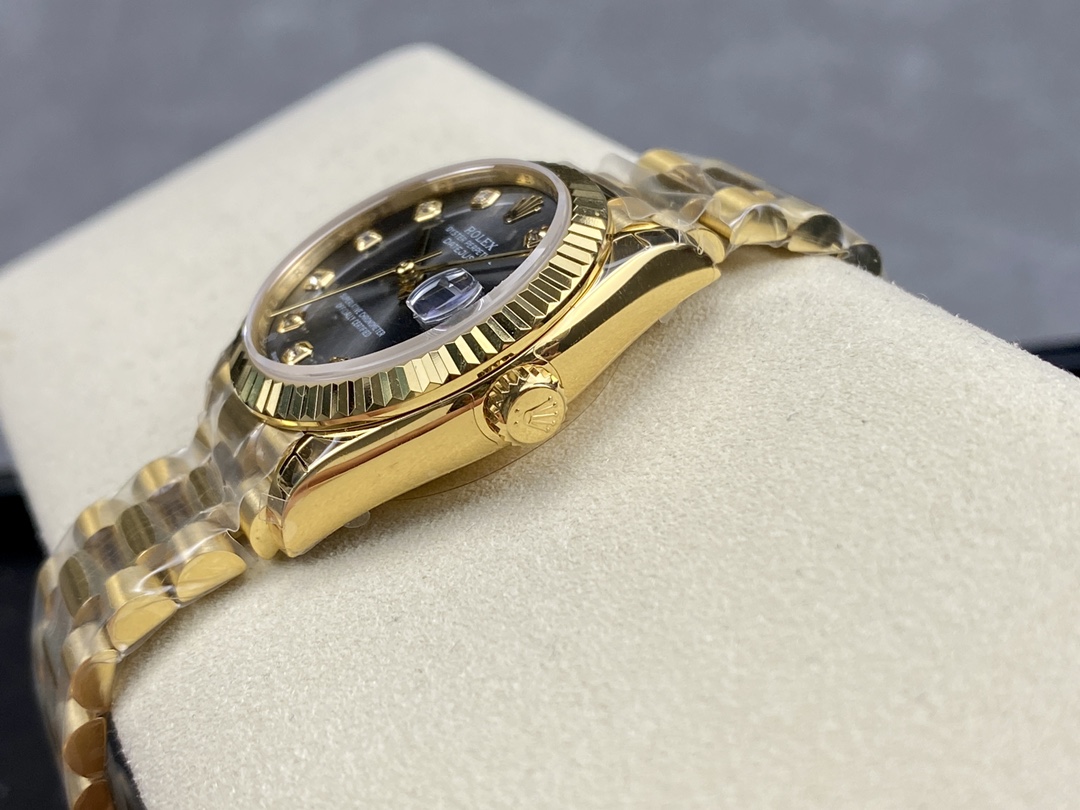 Rolex Datejust 31 Automatic 18k Yellow Gold Diamond Grey Dial m278278 0036 Ladies Watch