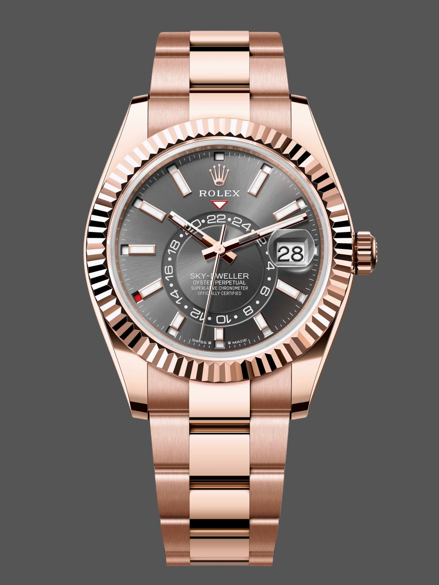 Swiss Rolex Sky Dweller 42 Slate Dial Rose Gold m336935 0004 Men's Replica Watch