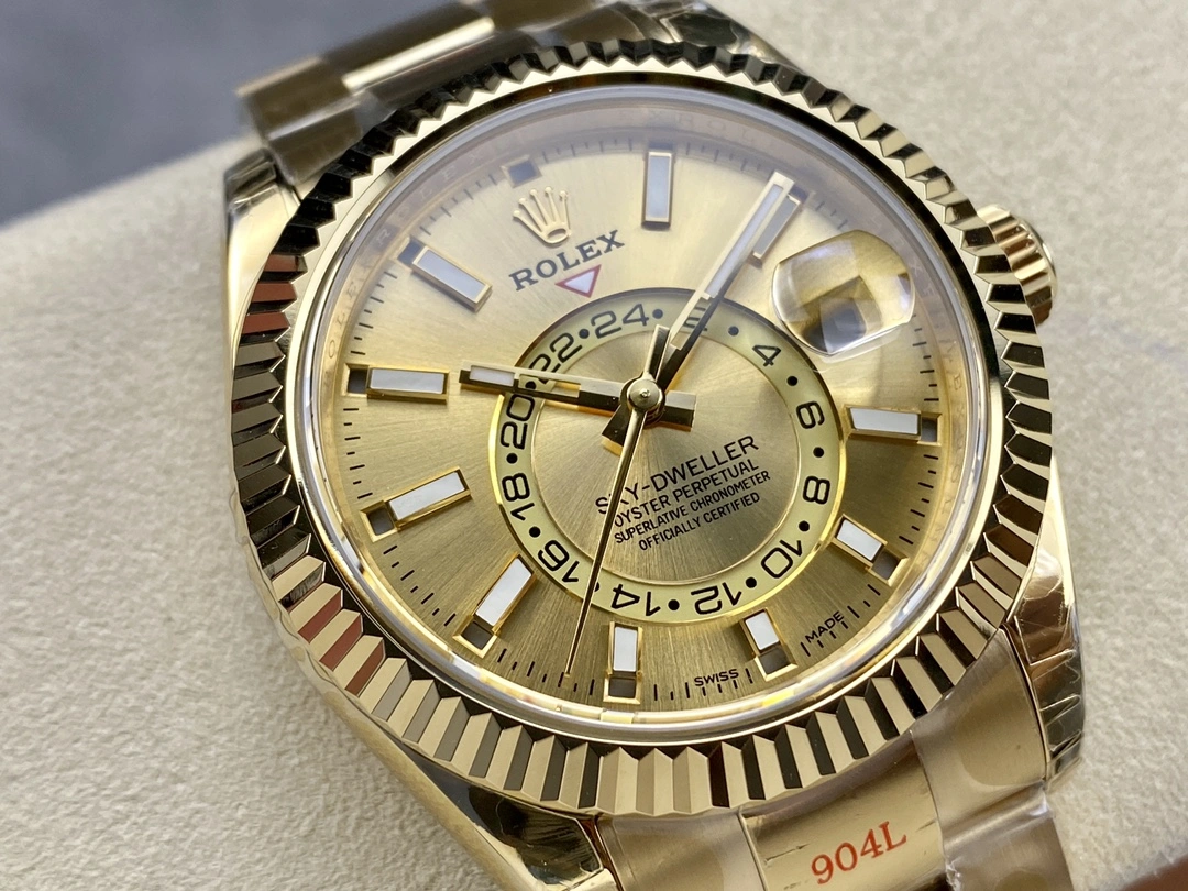 Rolex Sky Dweller 42mm Yellow Gold Champagne Dial m336938 0001 Men's Replica Watch