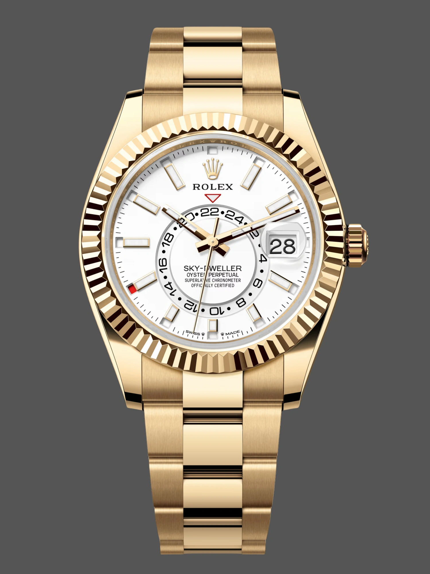 Rolex Sky Dweller Yellow Gold White Dial Oyster M336938 0003 Men's Replica Watch